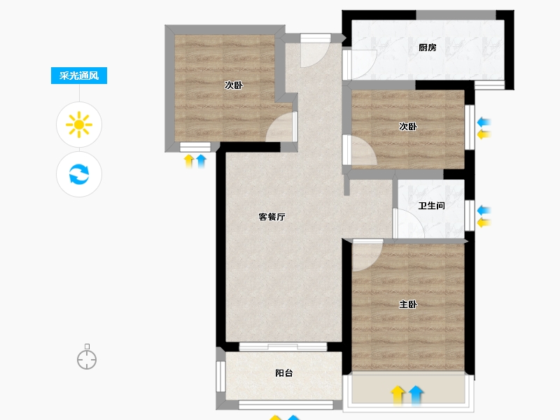 河南省-郑州市-裕华会园-70.00-户型库-采光通风