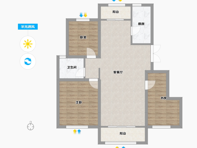 宁夏回族自治区-银川市-民生逸兰汐4期-84.00-户型库-采光通风