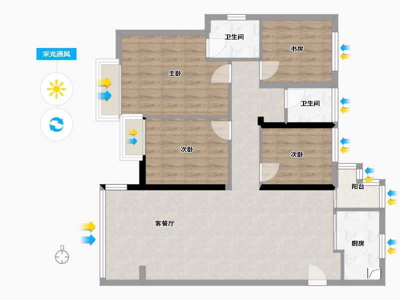 福建省-泉州市-奧園上林苑-115.00-户型库-采光通风