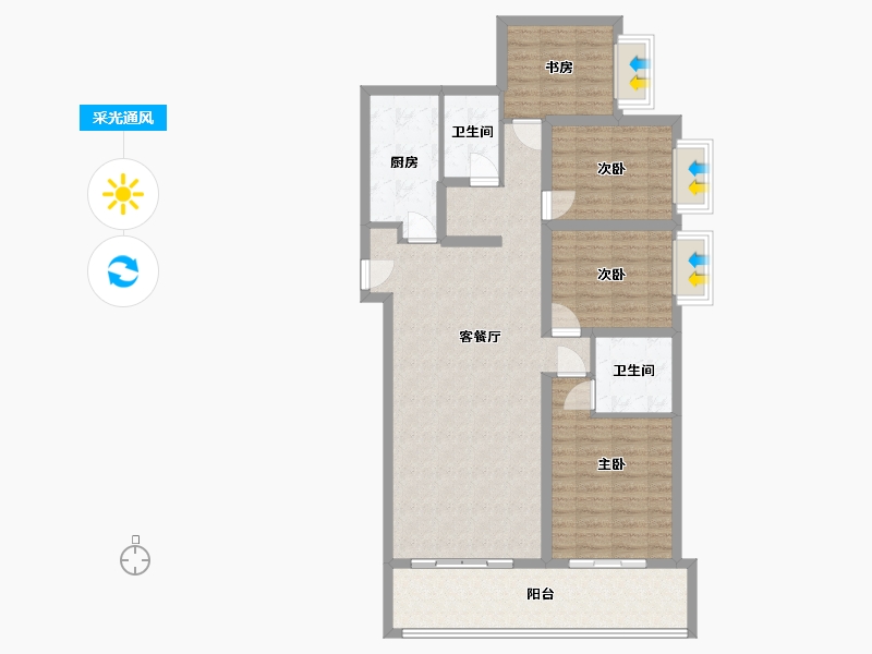 河南省-开封市-橄榄城-109.00-户型库-采光通风