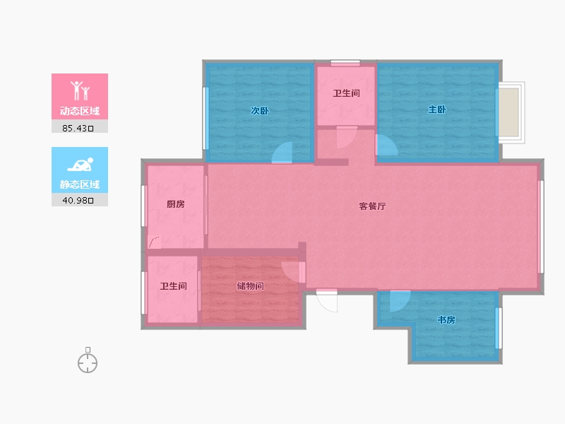 新疆维吾尔自治区-乌鲁木齐市-金卫阳光小区-130.00-户型库-动静分区