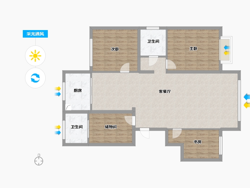 新疆维吾尔自治区-乌鲁木齐市-金卫阳光小区-130.00-户型库-采光通风