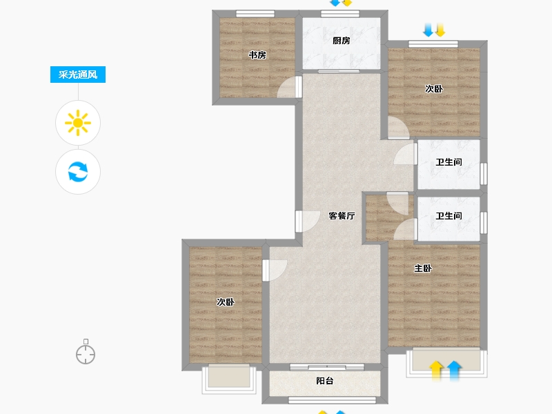 山东省-聊城市-鲁商城市广场-111.00-户型库-采光通风