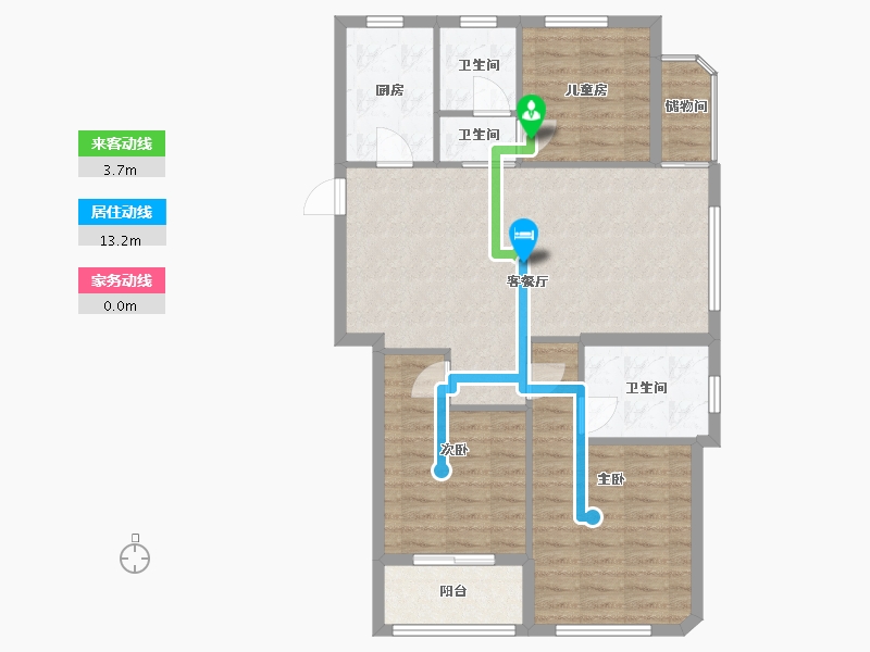 浙江省-金华市-龙海家园-82.00-户型库-动静线