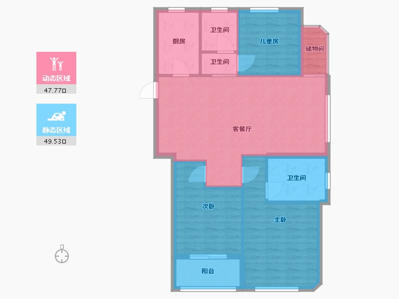 浙江省-金华市-龙海家园-82.00-户型库-动静分区