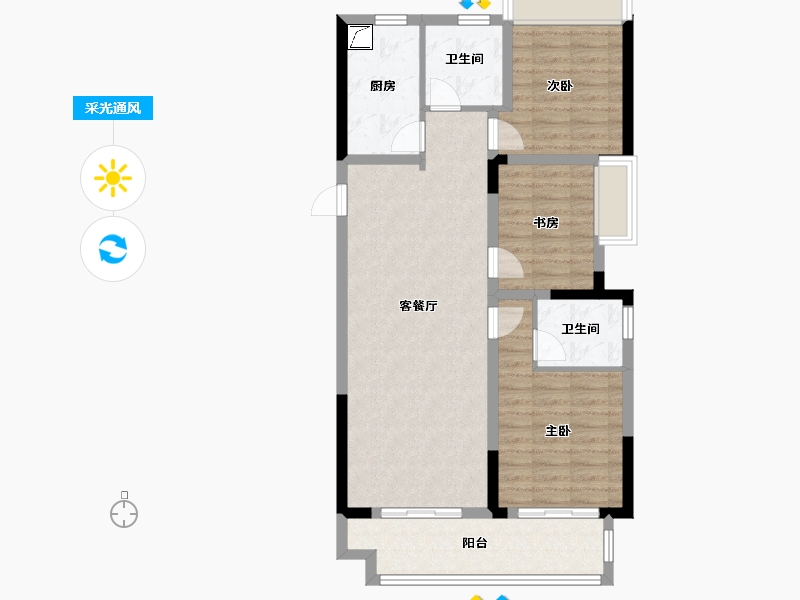 安徽省-阜阳市-吾悦公馆-86.00-户型库-采光通风