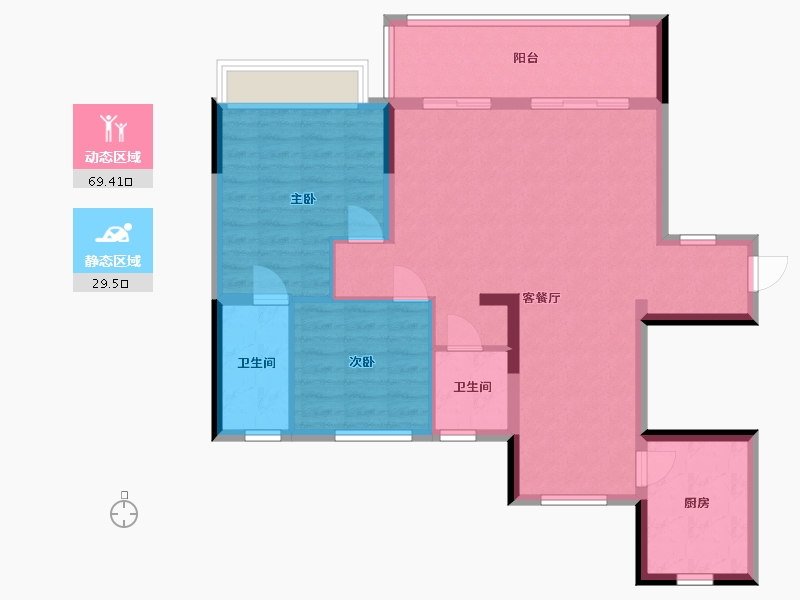 江苏省-苏州市-浅悅静庭-89.00-户型库-动静分区