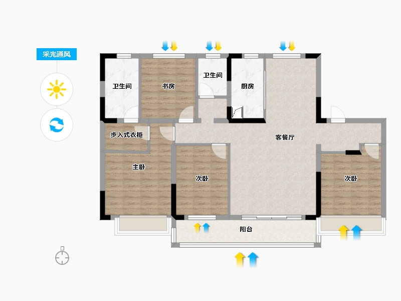 山东省-济南市-济南华润昆仑御三区-173.00-户型库-采光通风