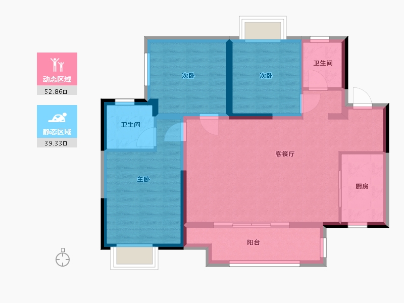 四川省-绵阳市-领地东原阅城-83.00-户型库-动静分区