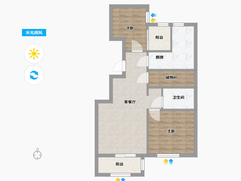 天津-天津市-青樾园-60.00-户型库-采光通风