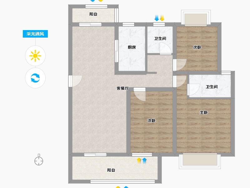 湖北省-孝感市-金湖湾-99.00-户型库-采光通风