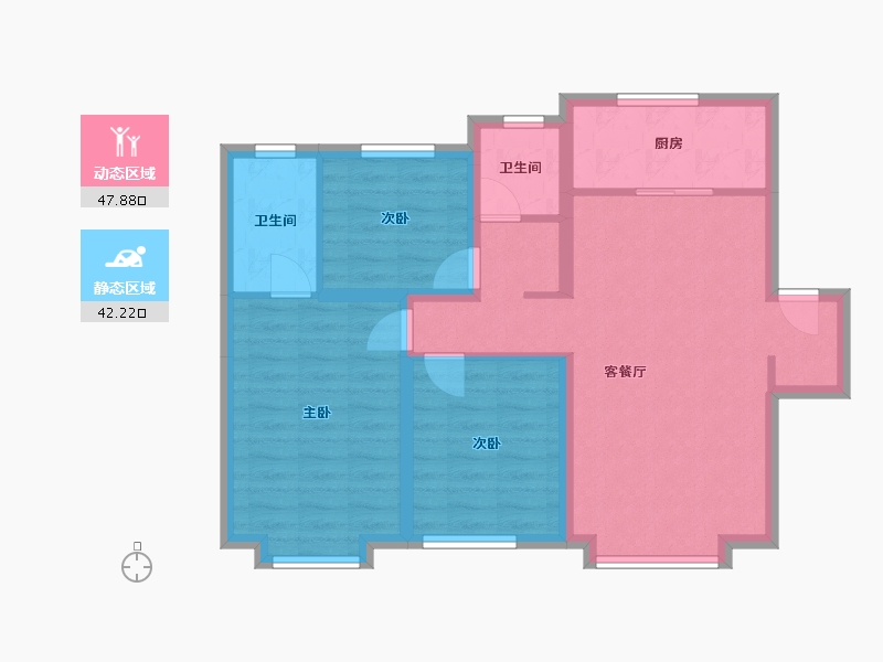 新疆维吾尔自治区-乌鲁木齐市-保利·堂悦-88.70-户型库-动静分区