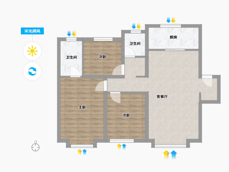 新疆维吾尔自治区-乌鲁木齐市-保利·堂悦-88.70-户型库-采光通风