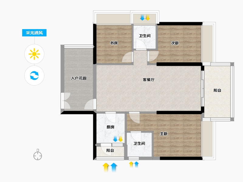 广东省-湛江市-民大蓝海峰境-95.00-户型库-采光通风