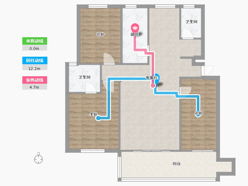 湖南省-长沙市-恒达花园-南园-110.00-户型库-动静线