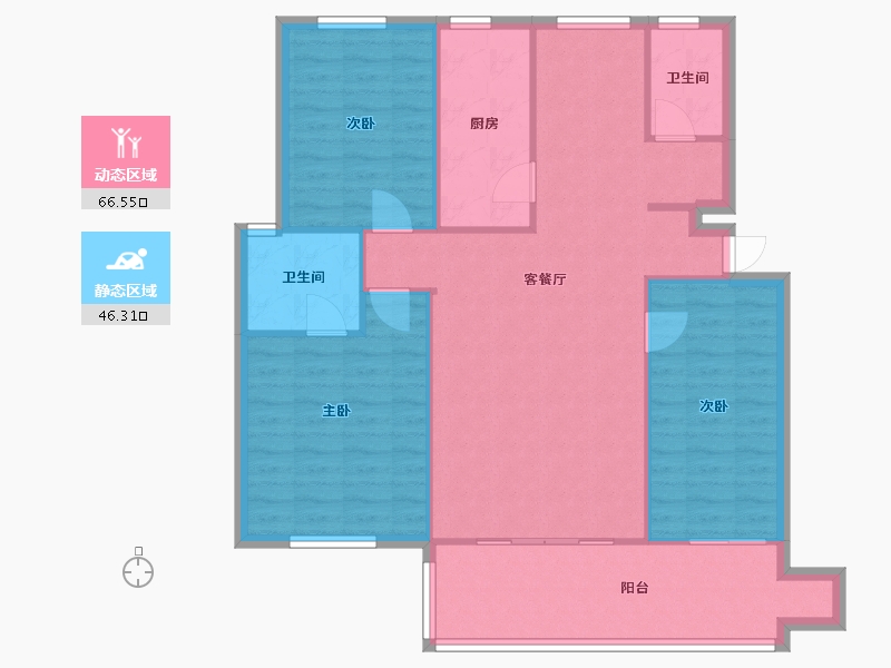 湖南省-长沙市-恒达花园-南园-110.00-户型库-动静分区