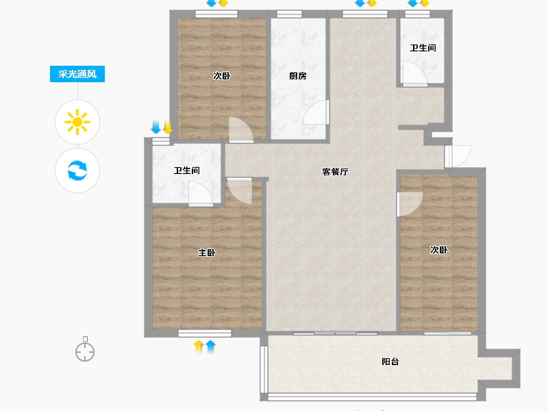 湖南省-长沙市-恒达花园-南园-110.00-户型库-采光通风