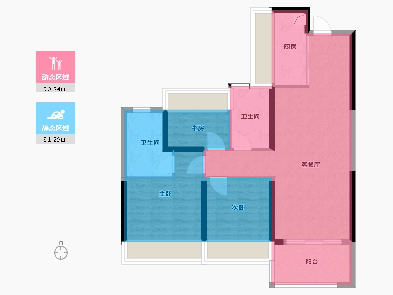 江苏省-淮安市-文锦城天玺府-72.00-户型库-动静分区