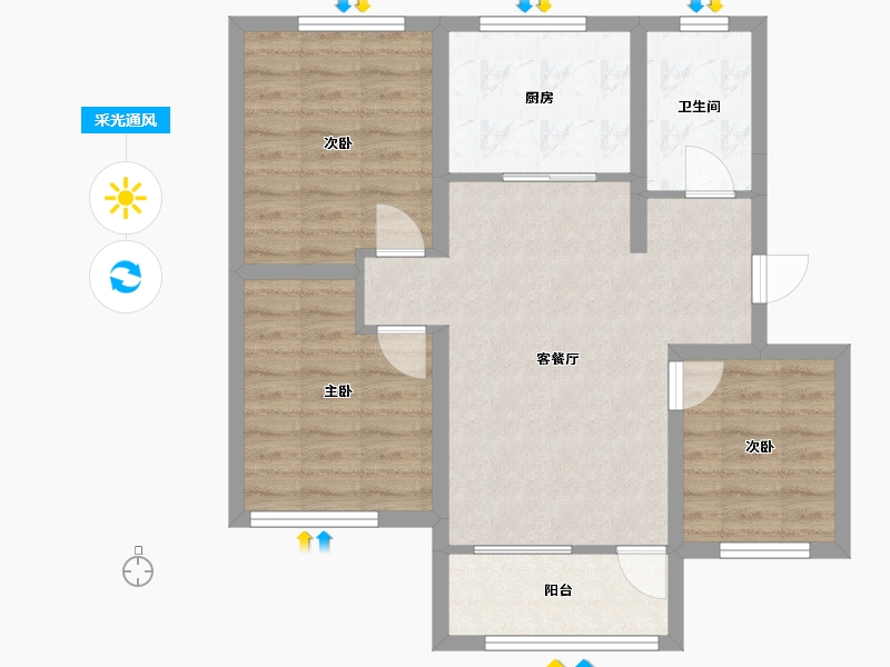 山东省-青岛市-明秀和府-80.00-户型库-采光通风