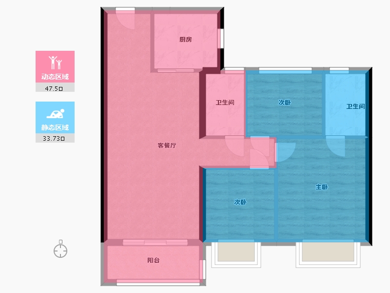 浙江省-温州市-碧桂园-73.00-户型库-动静分区