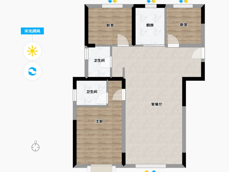 新疆维吾尔自治区-乌鲁木齐市-秦基澜城-93.00-户型库-采光通风