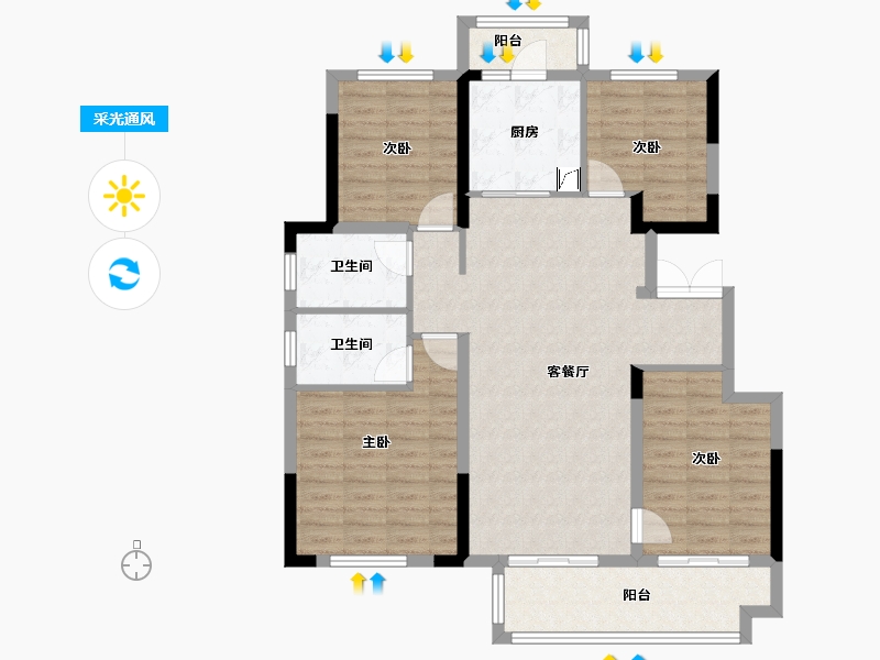 四川省-成都市-邑城大院-123.00-户型库-采光通风