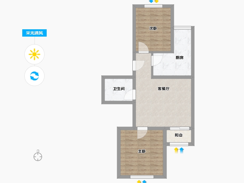 北京-北京市-民园小区-62.57-户型库-采光通风