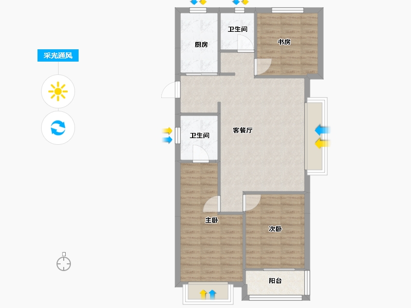 浙江省-金华市-保利天汇-84.56-户型库-采光通风