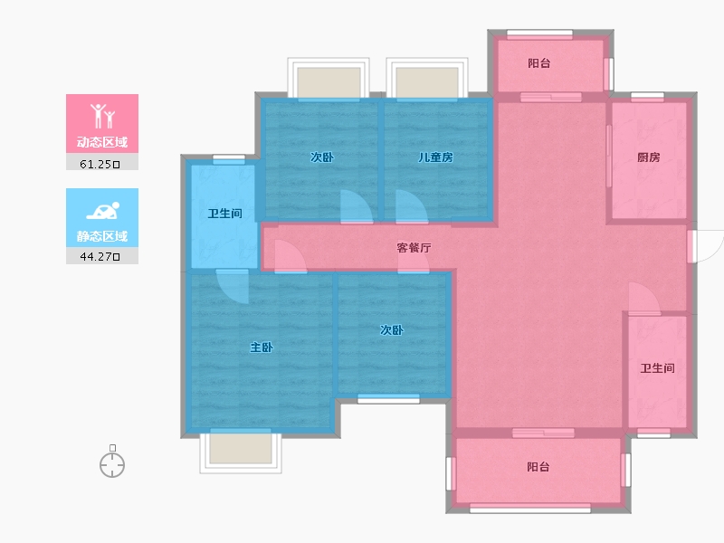 湖南省-长沙市-舜元臻园-100.92-户型库-动静分区