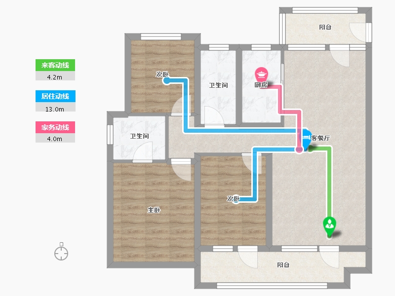 山东省-济宁市-绿地柏仕晶舍-二期-93.00-户型库-动静线