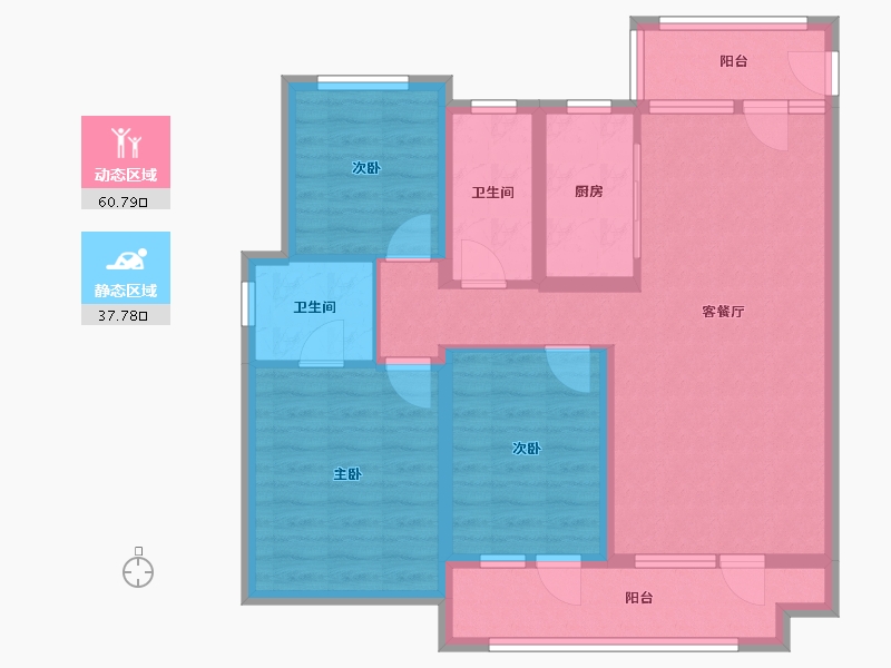 山东省-济宁市-绿地柏仕晶舍-二期-93.00-户型库-动静分区