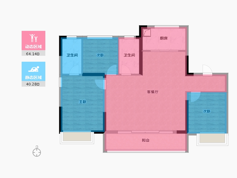 山东省-济南市-绿城-105.90-户型库-动静分区