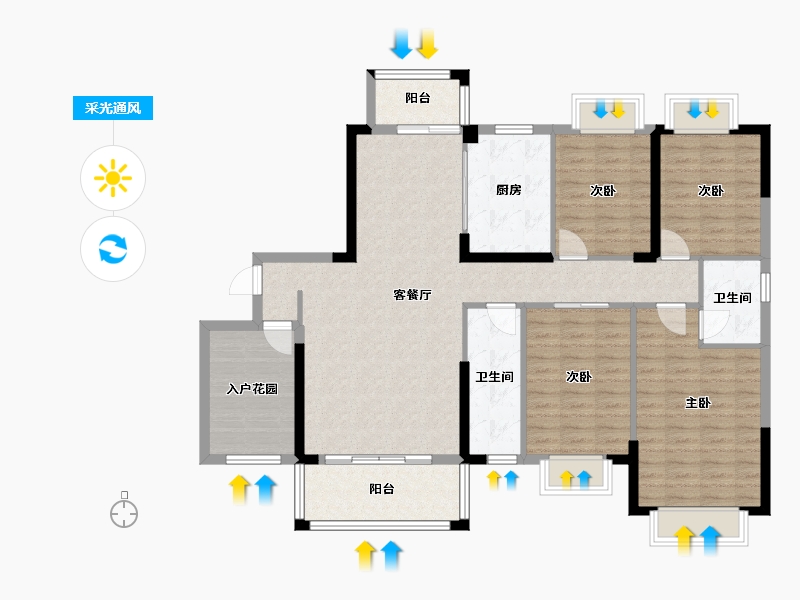 广西壮族自治区-梧州市-凯莱公园一号-126.92-户型库-采光通风