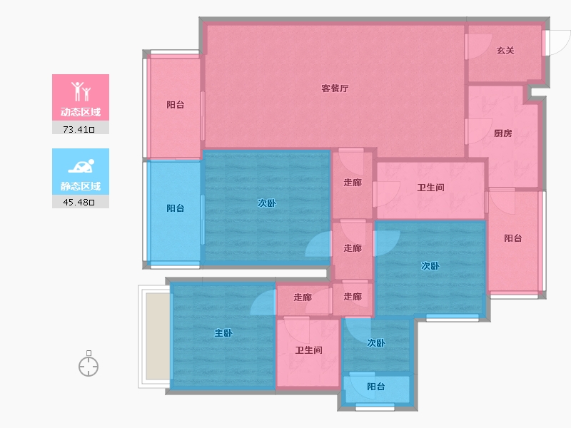 重庆-重庆市-博翠山·鉴博A-97.97-户型库-动静分区