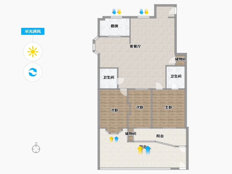 湖北省-武汉市-香江花园-四期-140.00-户型库-采光通风