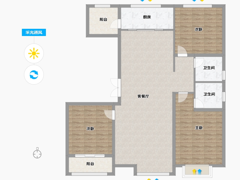 山东省-潍坊市-晟安瑞景苑-130.00-户型库-采光通风