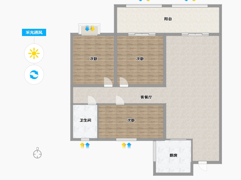 安徽省-合肥市-锦绣大地城2期-89.00-户型库-采光通风