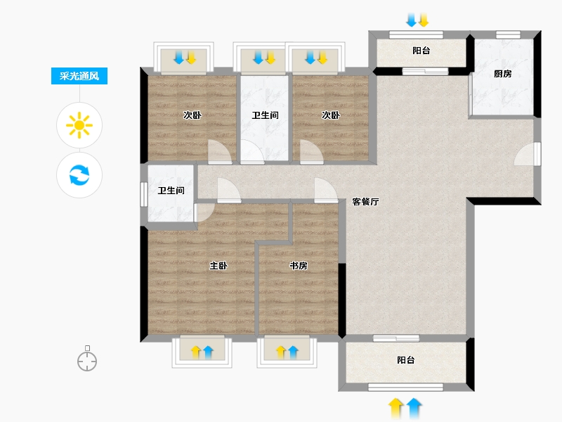 湖北省-宜昌市-建投见山-110.00-户型库-采光通风