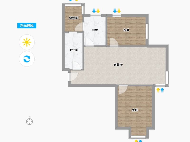 天津-天津市-家兴里-70.00-户型库-采光通风