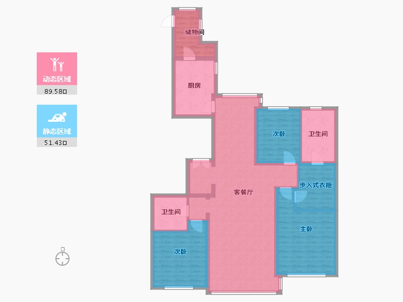 北京-北京市-冠城名敦道B区-133.54-户型库-动静分区