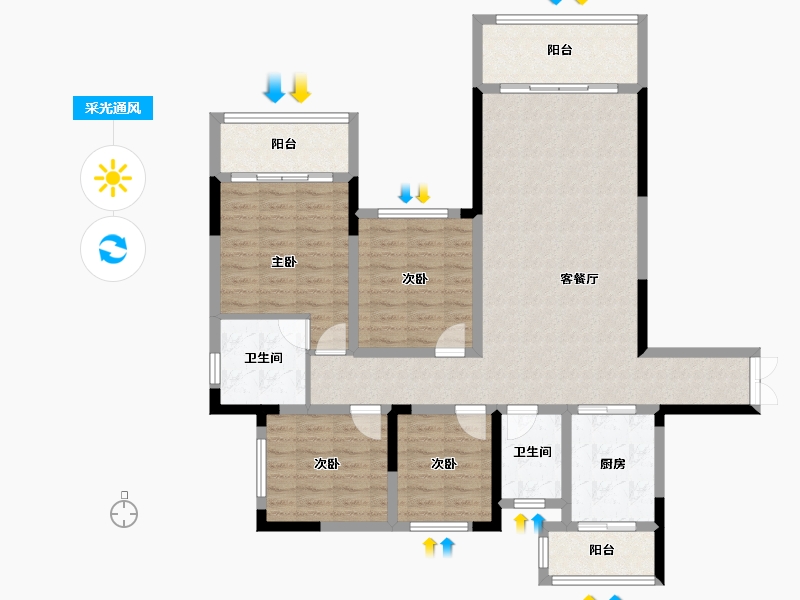 贵州省-黔西南布依族苗族自治州-金州·新天地-186.49-户型库-采光通风