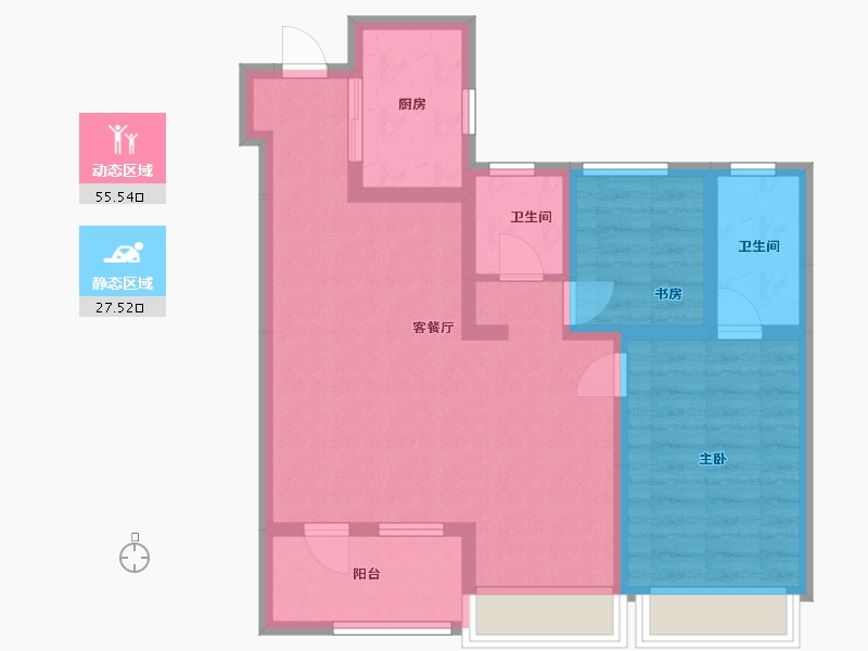 辽宁省-沈阳市-吾悦华府-79.00-户型库-动静分区