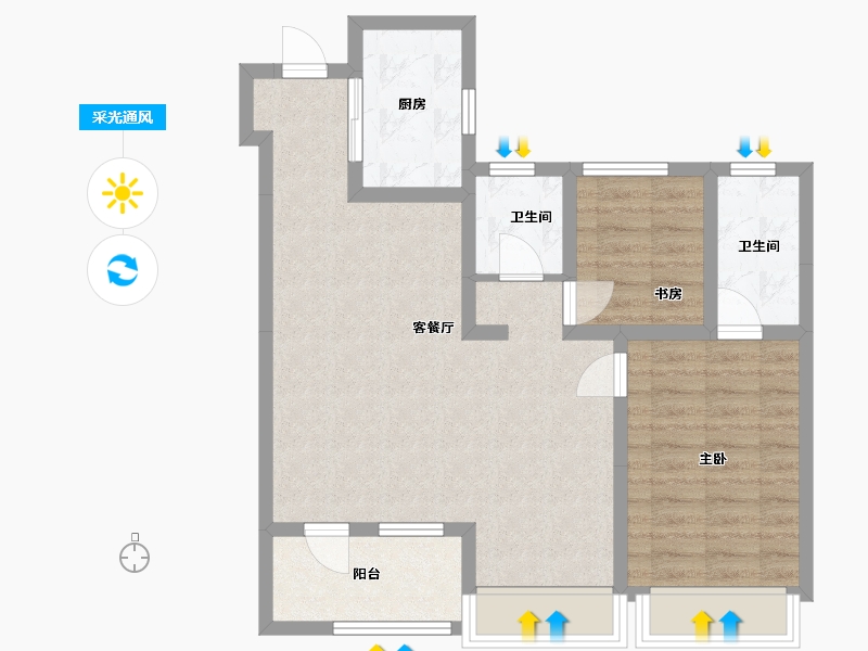 辽宁省-沈阳市-吾悦华府-79.00-户型库-采光通风