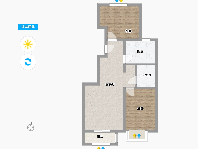 河北省-廊坊市-阳光瑞景-67.00-户型库-采光通风