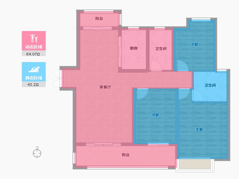 湖北省-黄冈市-公园华府-100.00-户型库-动静分区