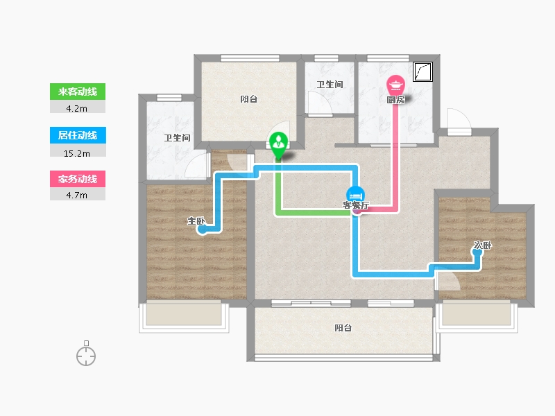 安徽省-滁州市-金鹏风华北宸-90.00-户型库-动静线