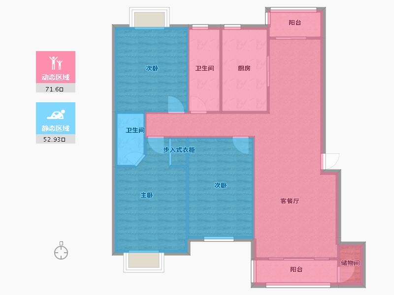 安徽省-合肥市-缤纷南国蝶舞居-128.50-户型库-动静分区