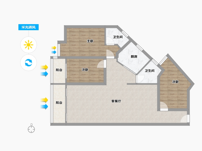 福建省-厦门市-同安区美人山一里禹洲大学城-104.24-户型库-采光通风