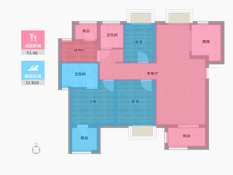 福建省-泉州市-中南宸樾-86.00-户型库-动静分区