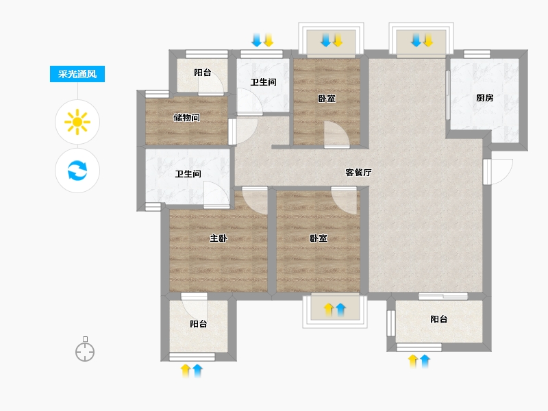 福建省-泉州市-中南宸樾-86.00-户型库-采光通风